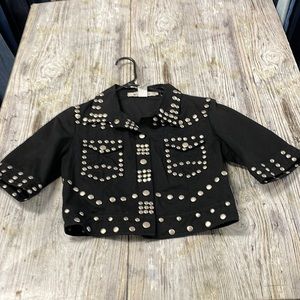 Murmur studded detail denim black short jacket